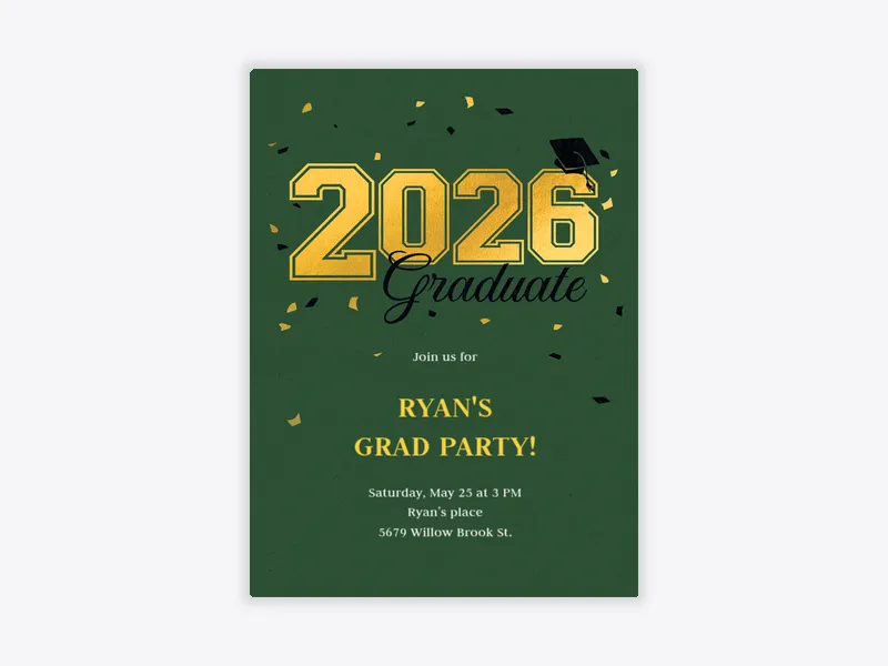 Green Festive Graduate - graduation - Invitation