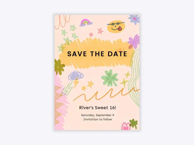 Oodles of Doodles - birthday_save_the_date - Invitation