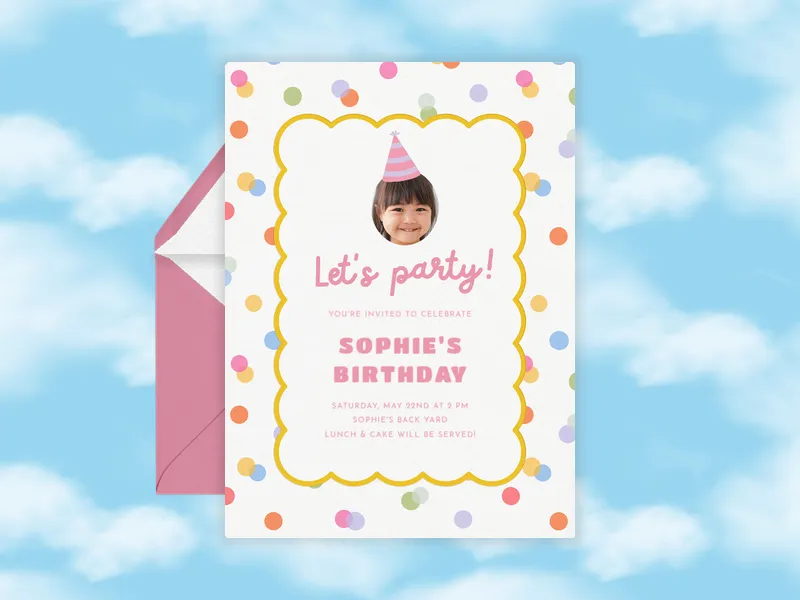 Playful Polka (Photo) - birthday_forkids - Invitation