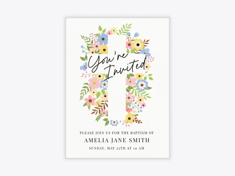 Cross & Flora - baptism - Invitation