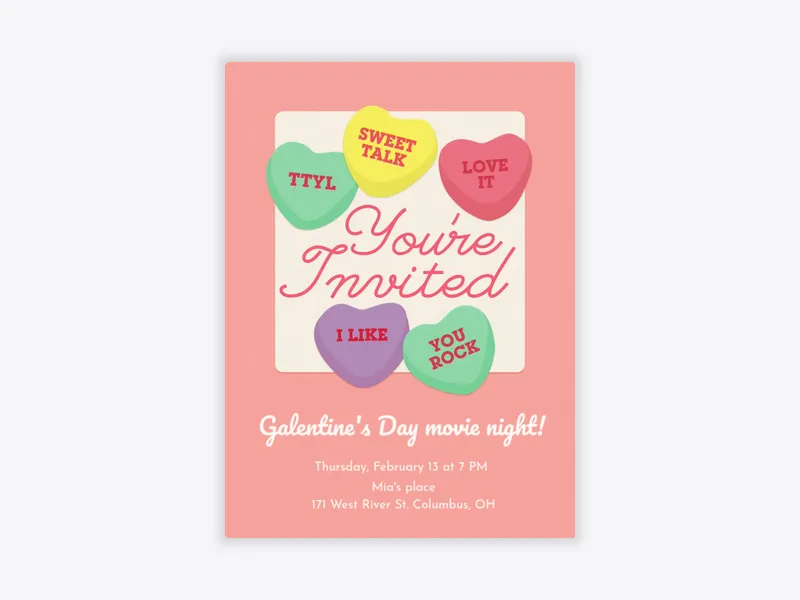 Message Hearts - valentines_day - Invitation