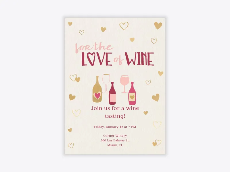 For The Love of Wine - wine_tasting - Invitation