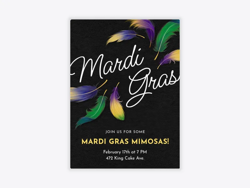 Mardi Gras Feathers - featured - Invitation