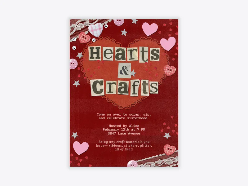 Hearts & Crafts - galentines_day - Invitation