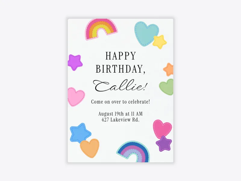 Rainbow Patches - birthday_forkids - Invitation