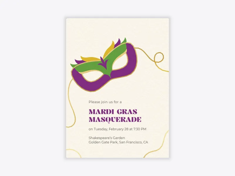 Mardi Gras Masquerade - mardi_gras - Invitation
