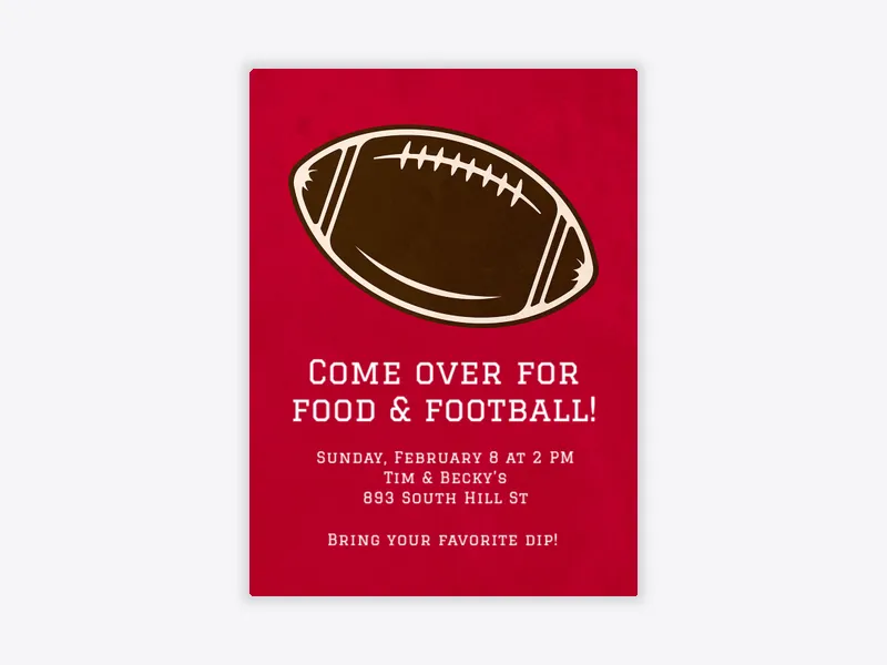 Dark Red Big Game Team - tailgating - Invitation