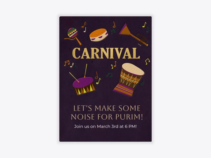 Purim Carnival - purim - Invitation