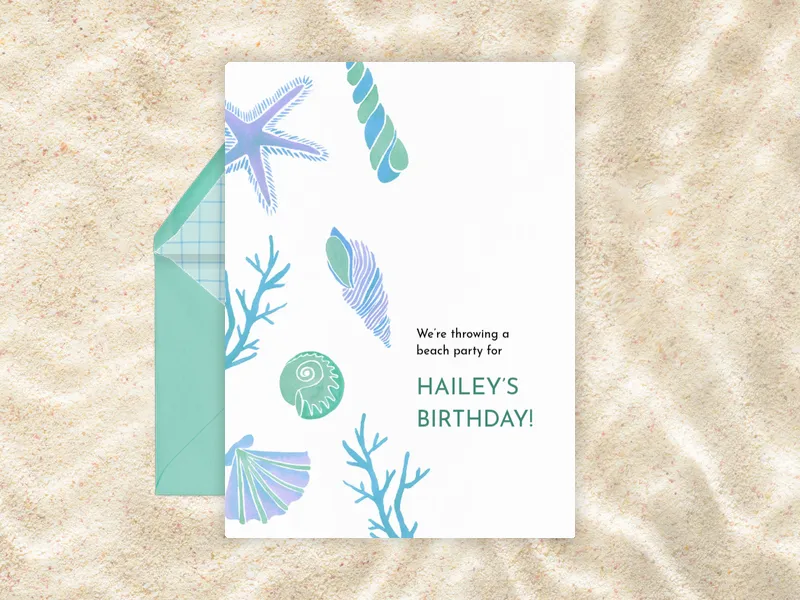 Seafoam Seashells - featured - Invitation