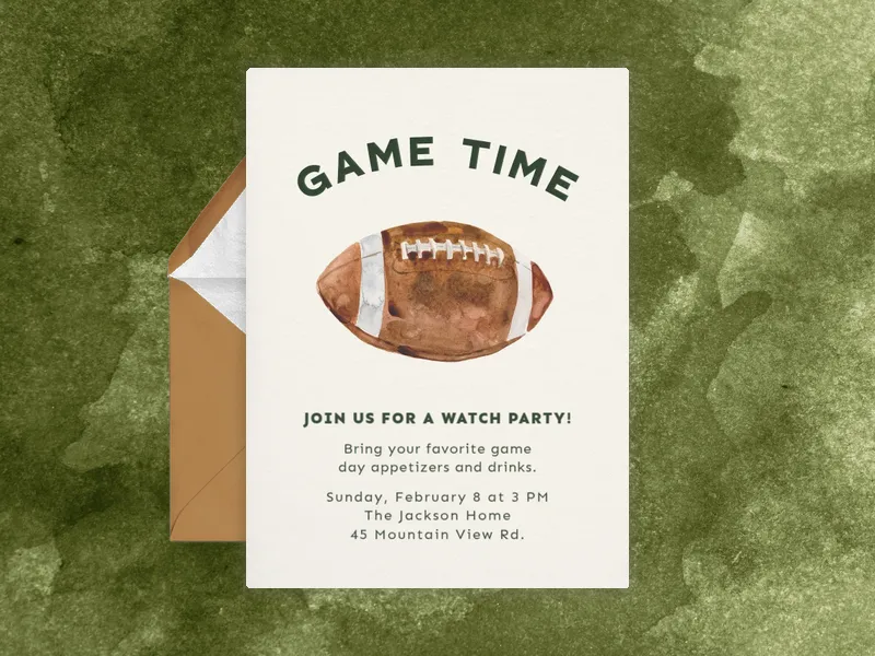 Watercolor Football - sports - Invitation