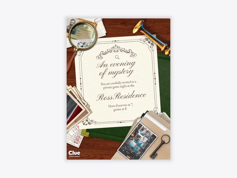 Hasbro’s Clue: Mysterious Evening - featured - Invitation