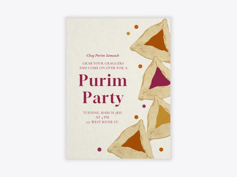 Purim Festivities - purim - Invitation