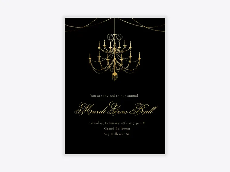 Gold Chandelier - halloween - Invitation