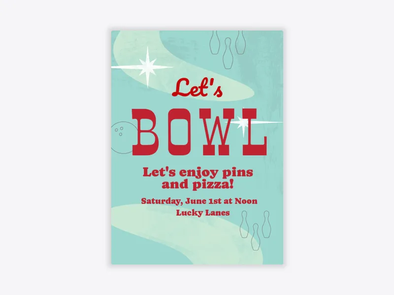 Let's Bowl - bowling - Invitation