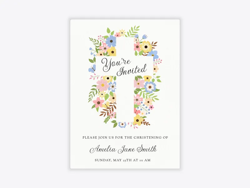 Cross & Flora - christening - Invitation