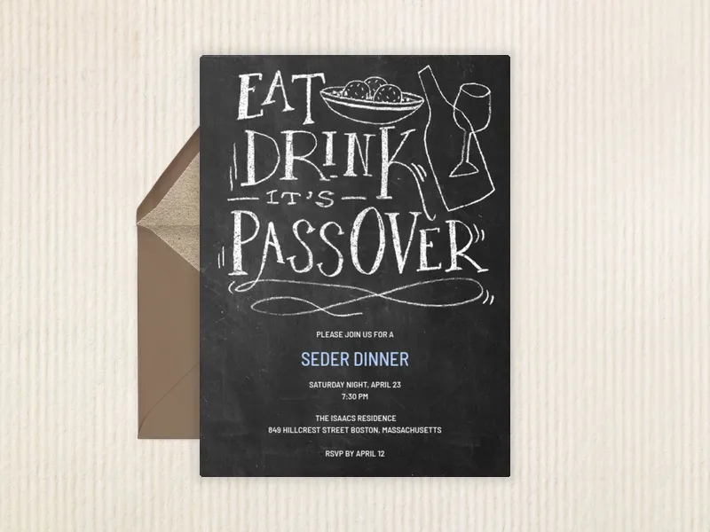 Eat, Drink, It's Passover - passover - Invitation