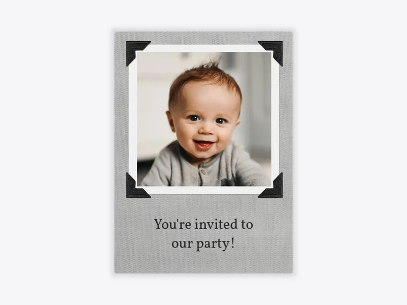 Basic Linen Gray (Photo) - design_your_own - Invitation