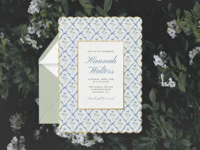 Scalloped Rose - floral - Invitation