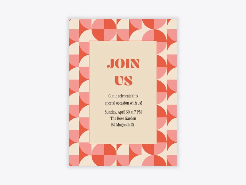 Red Mid Century Tile - social_events - Invitation