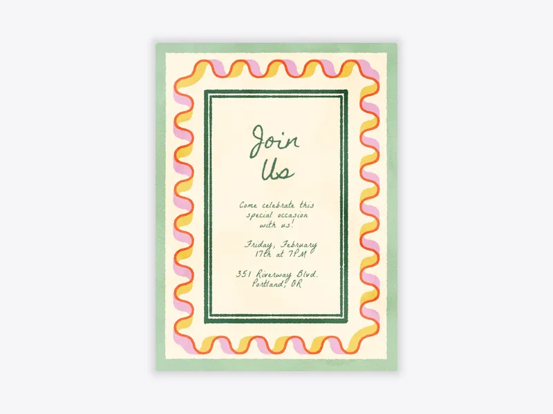 Block Print Squiggle Border - girls_night - Invitation