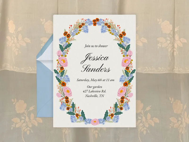 Peony & Hyacinth Oval - featured - Invitation