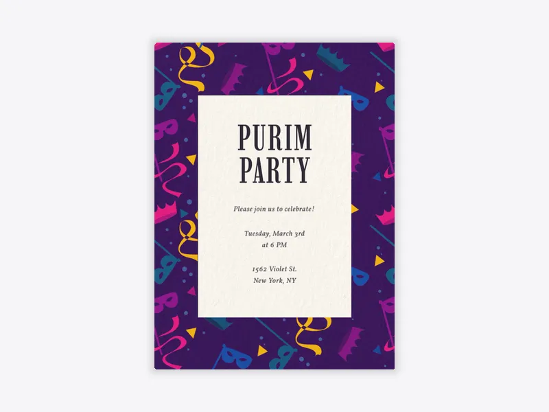 Purim Confetti - purim - Invitation