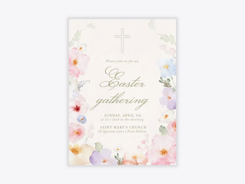 Floral Easter - holidays - Invitation