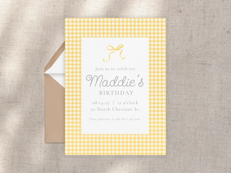 Yellow Little Checkers - birthday_foradults - Invitation