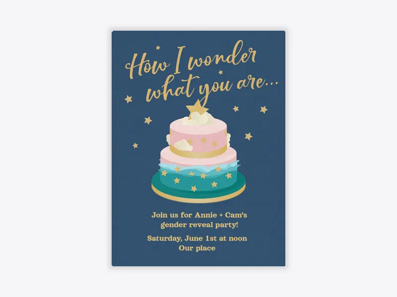 Star Reveal Cake - gender_reveal - Invitation