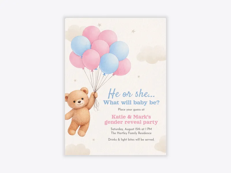 Bear-y Big Moment - gender_reveal - Invitation