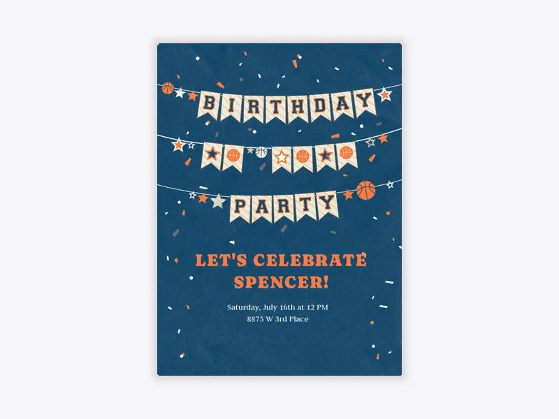 Basketball Birthday Banner - college_basketball - Invitation
