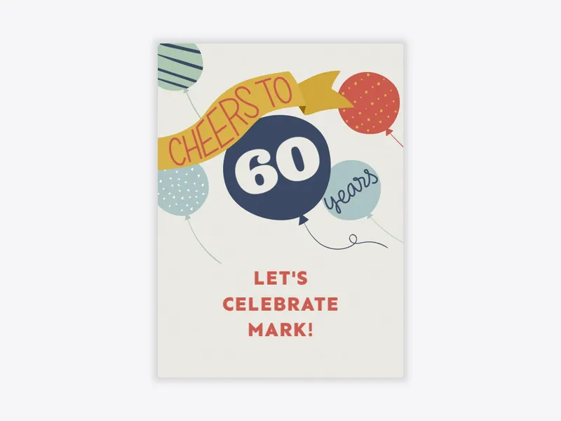 Balloon Birthday Cheers 60th Birthday - 60th_birthday - Invitation