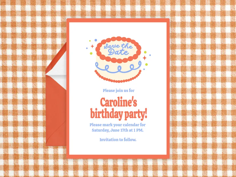Orange Birthday Cake Save the Date - parties_save_the_date - Invitation