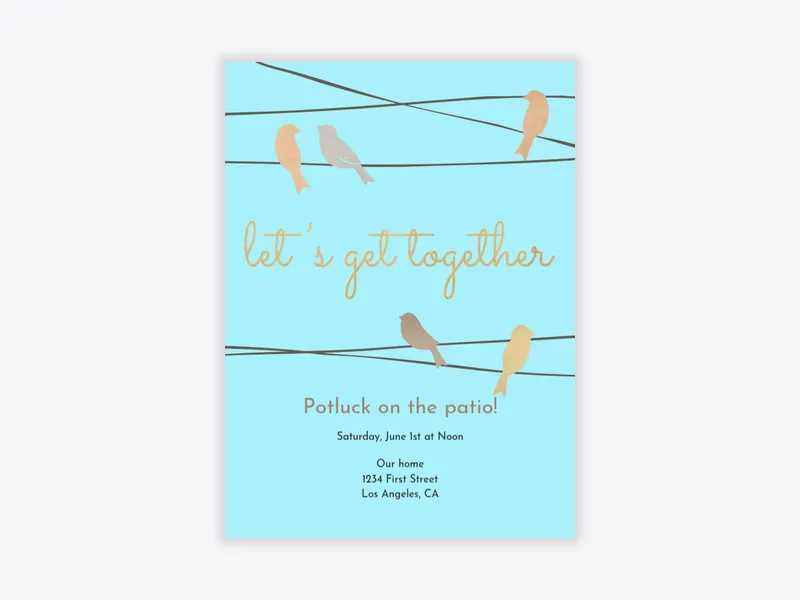 Bird on a Wire - potluck - Invitation