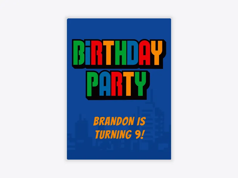 Blue Birthday City 9th Birthday - 9th_birthday - Invitation