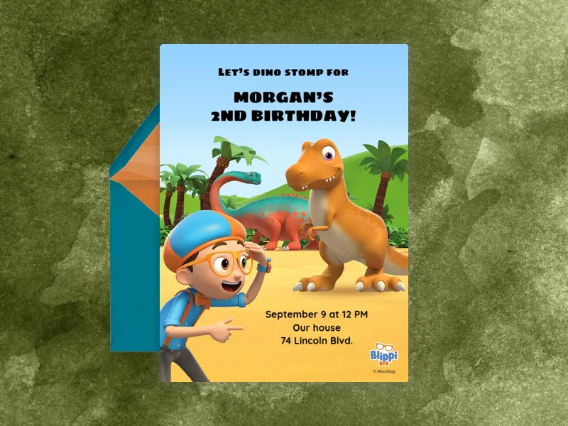 Blippi: Blippi & Dinos 2nd Birthday - blippi - Invitation