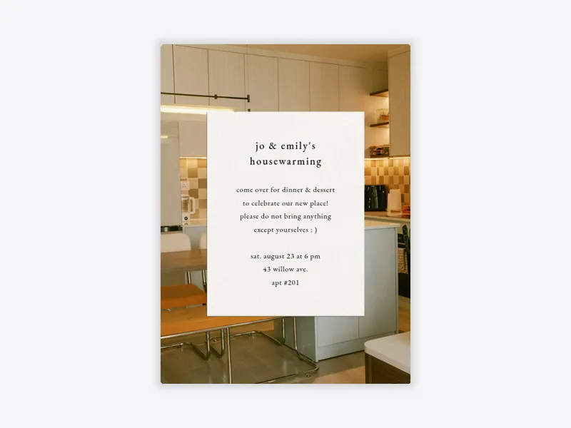 Bold Backsplash (Photo) - housewarming - Invitation