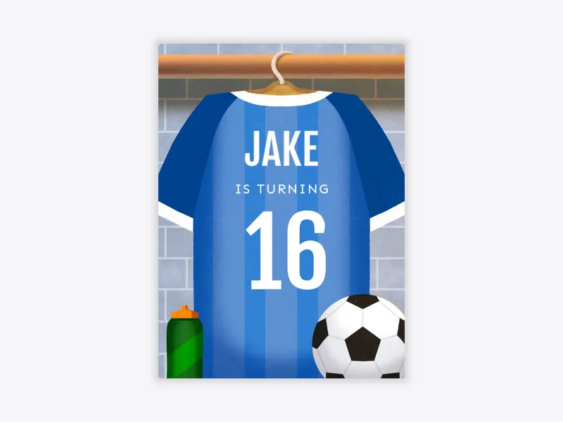 Blue Soccer Jersey Teen - soccer - Invitation