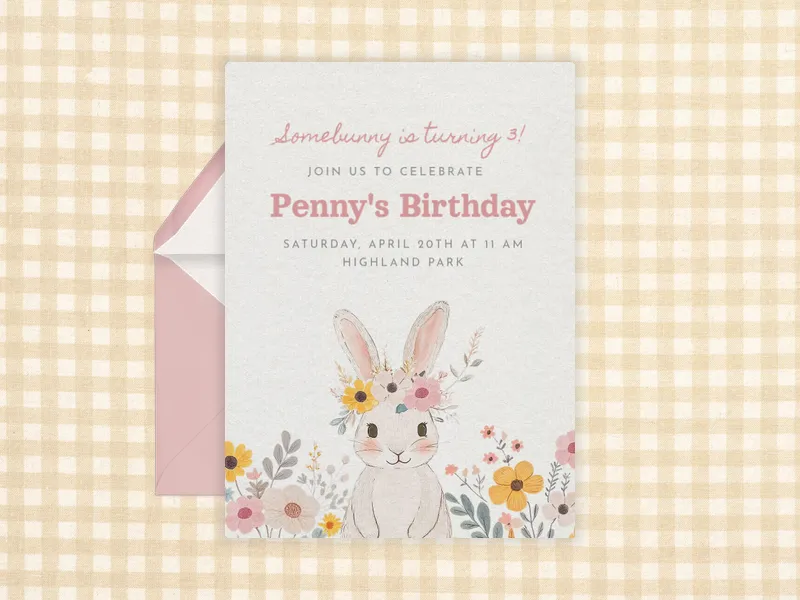 Blushing Bunny - 3rd_birthday - Invitation
