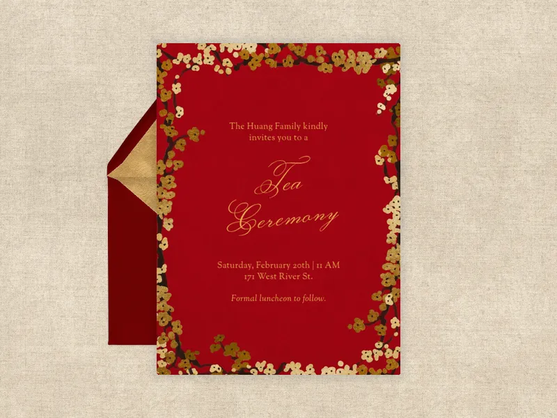 Blossom Border - tea_ceremony - Invitation