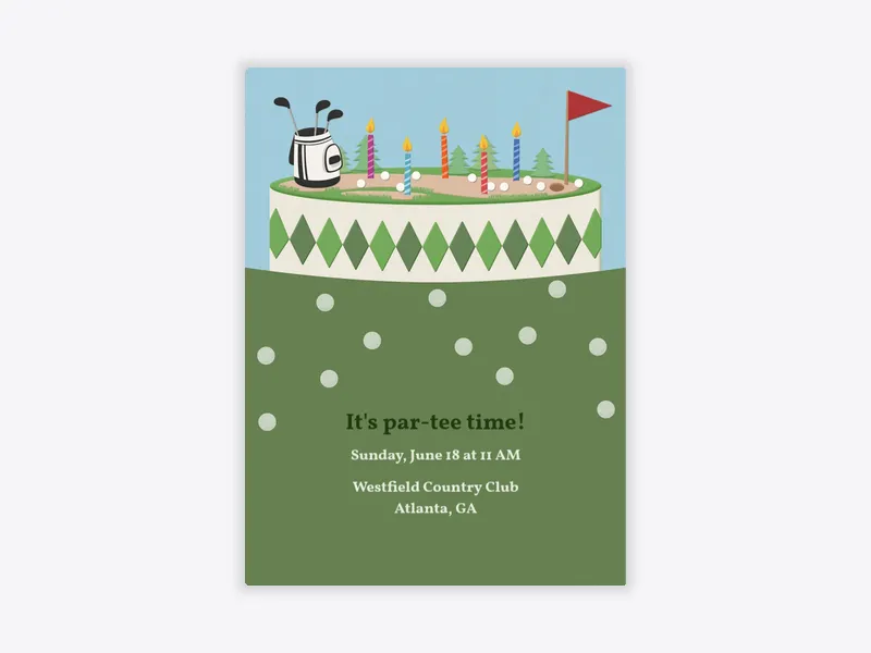 Birthday Cake Golf - golf - Invitation