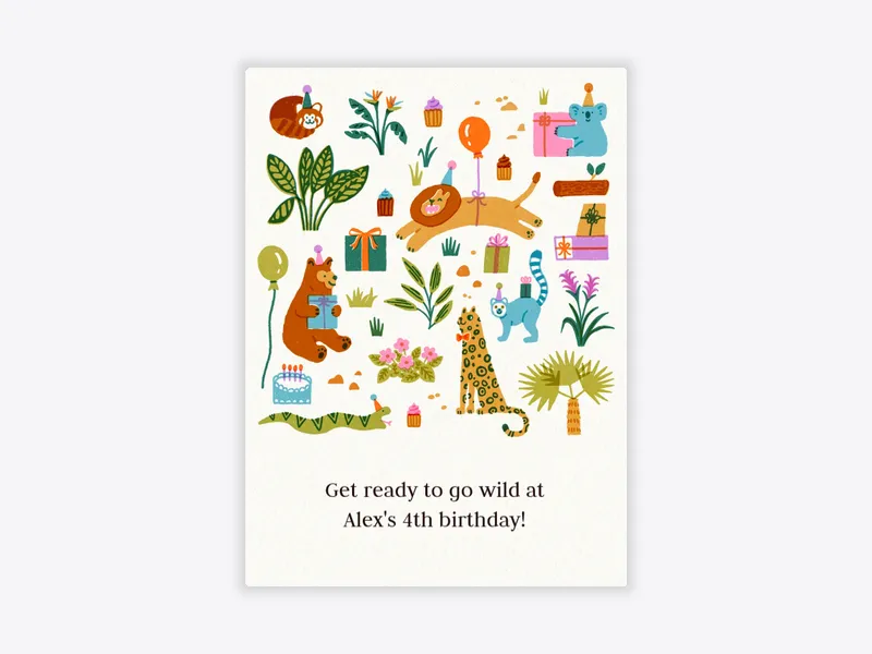 Calling All Party Animals - 4th_birthday - Invitation