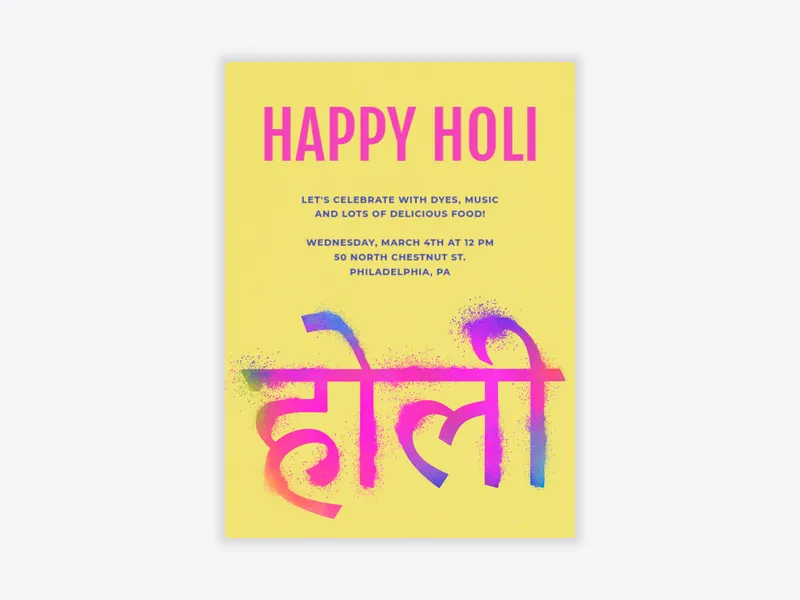 Color Festival - holi - Invitation