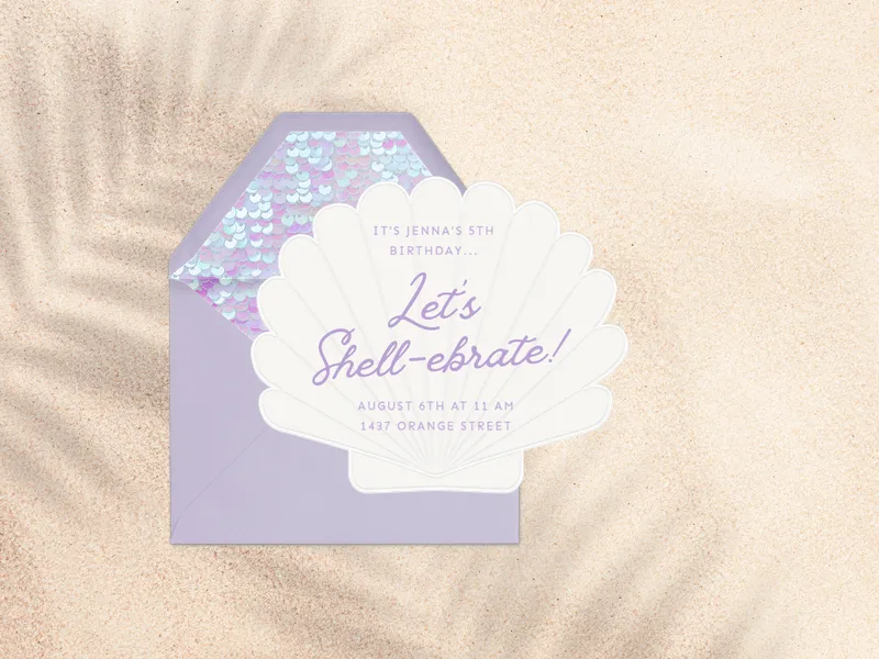 Purple Classic Shell Kids’ Birthday - featured - Invitation