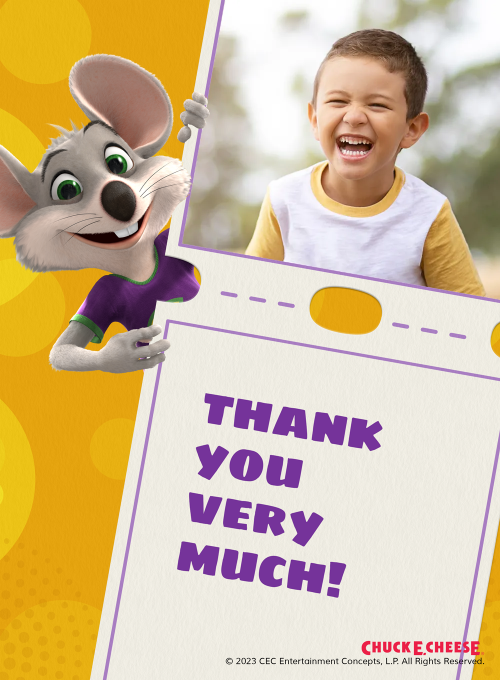 Chuck E. Cheese: Ticket Frame (Photo) - thankyou_cards - Card