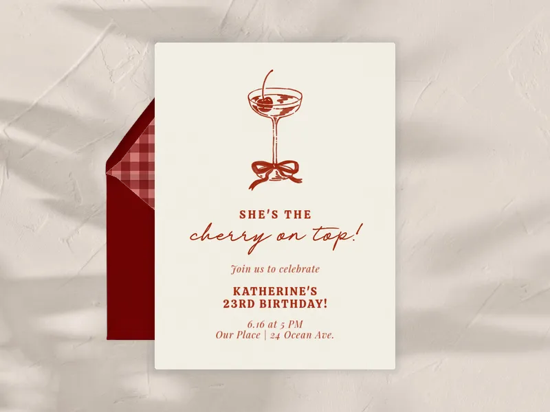 White Cherry Splash - adults - Invitation