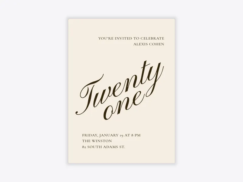 Beige Cursive 21st Birthday - 21st_birthday - Invitation