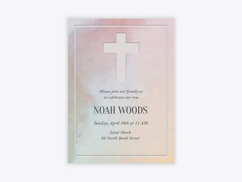 Watercolor Cross - confirmation - Invitation