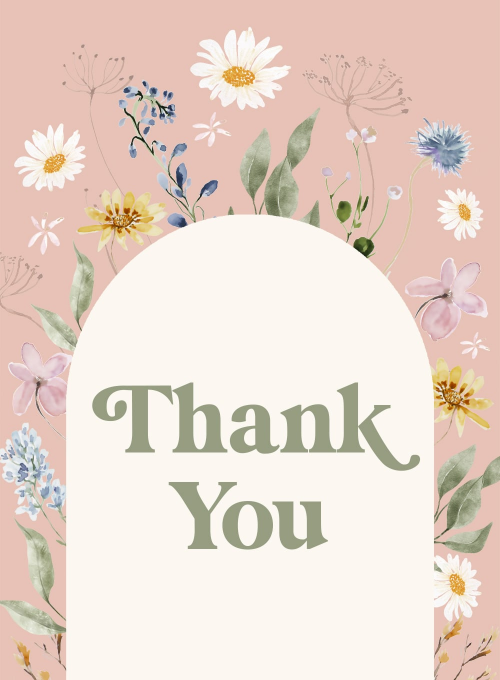 Delicate Florals in Pink Thank You - featured - Card