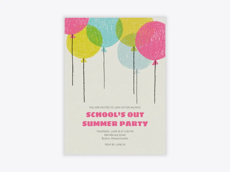 Crayon Balloons - back_to_school - Invitation